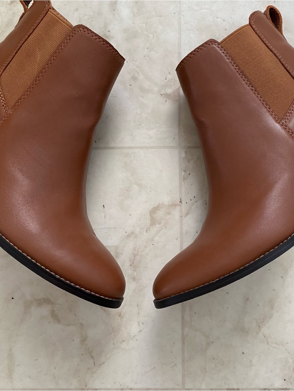 $178 J.Crew Factory Rory Brown Tan Leather Block Heels Ankle Boots Booties 7.5 - Picture 5 of 14